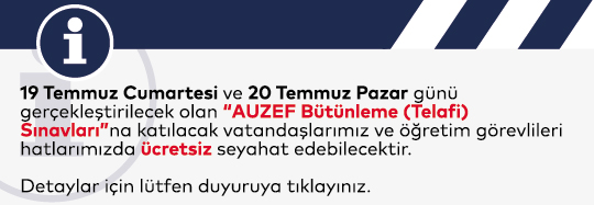 AUZEF Bütünleme (Telafi) Sınavına Ücretsiz Seyahat Kararı