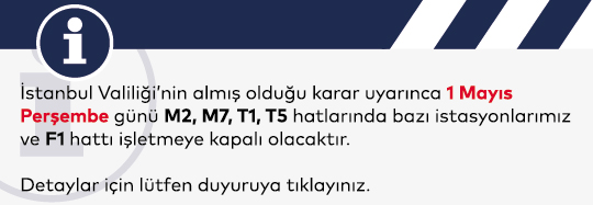 1 Mayıs'ta Valilik Kararı İle İşletmeye Kapatılacak İstasyonlar