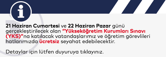 Yükseköğretim Kurumları Sınavı'na (YKS) Ücretsiz Seyahat Kararı