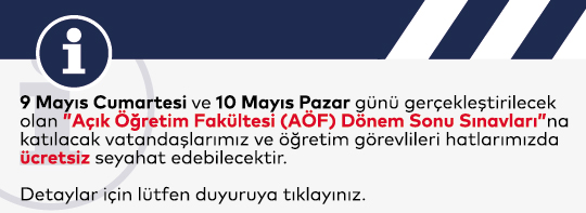 Açık Öğretim Fakültesi Dönem Sonu Sınavlarına Ücretsiz Seyahat Kararı